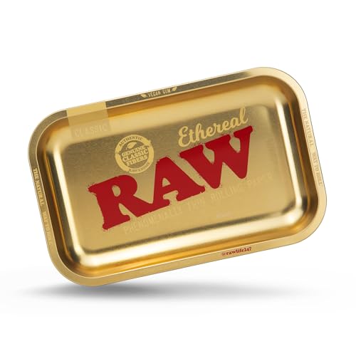 RAW Ethereal Kleines Rolltablett – elegantes und elegantes Zigarettentablett – limitierte Auflage mit Gold-Finish – 27,9 x 17,8 cm