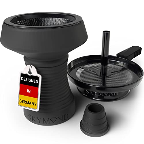 Skymond Shisha Kopf Set mit Sieb, Kopfdichtung und Kaminaufsatz [SpreadHeat-Technology für bessere Hitzeverteilung] Premium Zubehör Tonkopf Mit Halter Für Alle Shishas [Geeignet Für Jede Shisha]