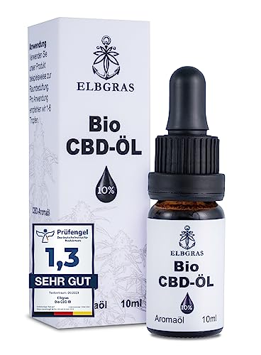 Elbgras Bio CBD-Öl 10% - Deutsches Bio-Produkt - Vollspektrum Hanf-Tropfen - 1000mg Cannabidiol in Crude-Qualität