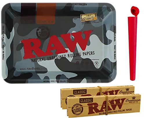 RAW 420 yaoviz Set 2x Raw KS Classic Connoisseur Papers inkl Tips Rolling Tray Forest Mini 18 x 12,5 cm Buddies Tube Transporthülle 120mm bunt