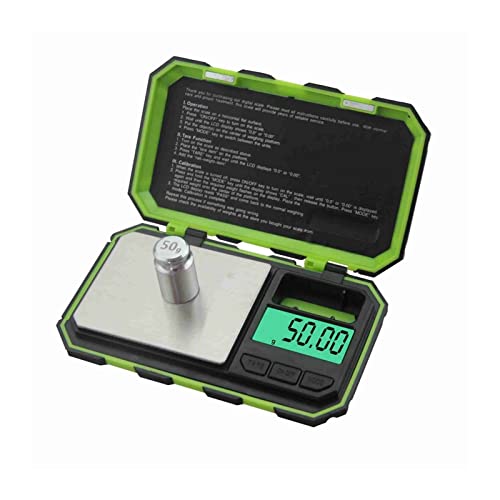 Küchenwaage Schmuck-Digitalwaage, hochwertiger Edelstahl, 0,01 g Genauigkeit, minimale hohe Genauigkeit, Küchenutensilien (Color : Green)