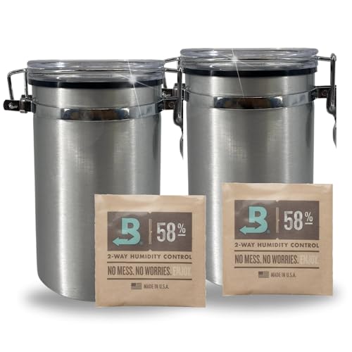 TronicXL 2 Stück 58% Premium Kräuter Aufbewahrungsdose 500ml luftdicht kompatibel mit Boveda + Pack Größe 8 Grow Aufbewahrung Ernte Dose Stash Box Behälter Vorratsdose Metall Container