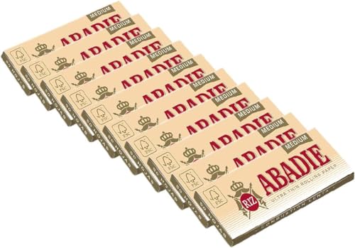HIBRON ABADIE 500 Zigarettenpapierblätter - Ultrafeines Raucherpapier 78 x 44 mm, Medium Size (50 Blätter x 10) - Natürlich mit 100% Pflanzengummi arabicum für langsames Brennen