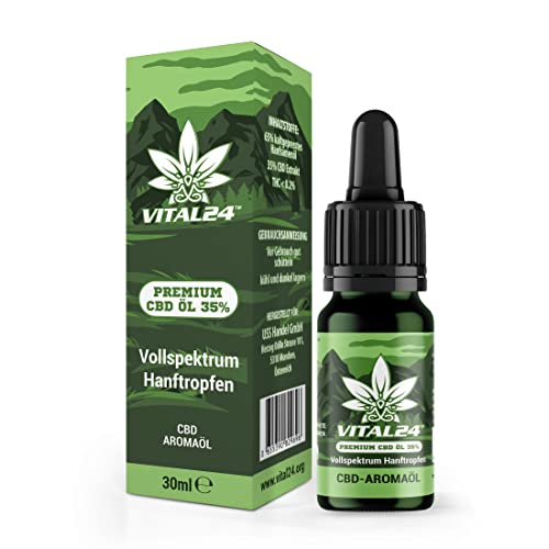 VITAL24 CBD-ÖL 35% mit 30ML - Vollspektrum Hanföl Tropfen - Cannabidiol - Cannabisöl - Vital CPD Cannabis+ Oil - 35 Prozent CBD Öl