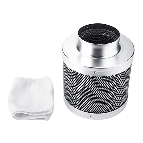 Edelstahl-Kohlefilter,10,2 cm Kohlefilter, Geruchskontrolle, Hydrokultur, hält Geruch fern, Werkstatt für Zimmerpflanzen/Inline-Kanalventilator/Hydrokultur/Gewächshausräume