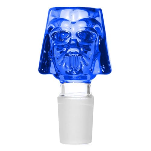 Smokerhontas Bong Kopf Dark Lord aus Glas/Kleiner Durchlass - Lustiger Glaskopf Dunkler Vater für Bong & Wasserpfeife - SG: 18,8 mm (Blau)