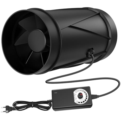 Aygrochy 100mm Rohrventilator Regelbar, EC-Motor Rohrlüfter 221m³/h, Abluftventilator für für Wintergarten Growzelte Keller Garage Küche