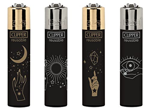 Clipper 4er Set Fortuna Hands Lighter Flints Feuerzeug Schlüsselanhänger Flaschenöffner