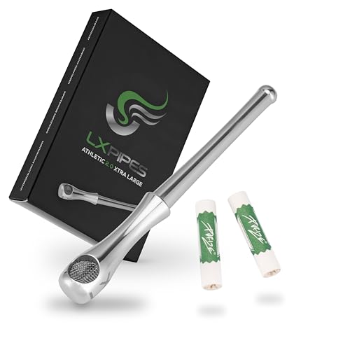 LX Pipes Athletic Xtra Large 2.0 | Premium Edelstahl Rauchpfeife | Einsatz für 9mm Aktivkohlefilter | angenehm kühl und neutral im Geschmack | Filtert bis zu 70% der Schadstoffe | Tabakpfeife