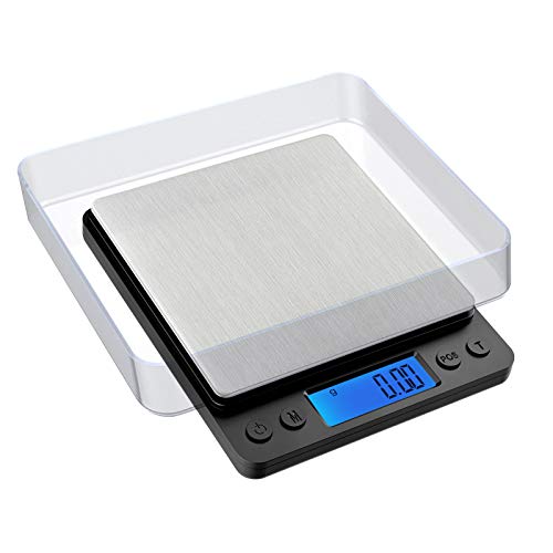 Defurhome Feinwaage 0.01g, Digitalwaage 500g/0.01g Taschenwaage, mit beleuchteter LCD-Anzeige, PCS Funktion,Tara-Funktion,6 Einheiten Konvertierung,TaschenwaageGoldwaage Münzwaage Küchenwaagen