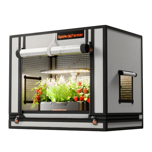 Spider Farmer Kleines Growzelt 60x40x50 cm für Aerogarden, mit Roll-up-Tür, abnehmbarem Bodenblech, 2000D Mylar-Gewebe, für SmartG12 Hydroponisches Anzuchtsystem Hydroponik-Innenanbau