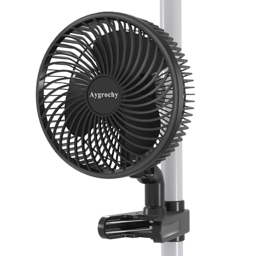 Aygrochy 10W Grow Ventilator mit Clip, EC-Motoren Ventilator mit 10-Geschwindigkeiten, IP-44 Schutzart wachsen Clip-on-Lüfter für Zelt, Nicht Oszillierender