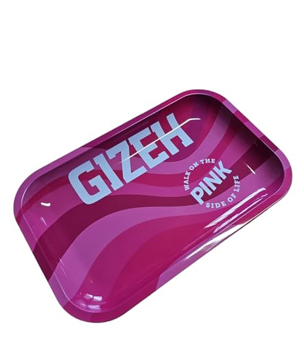 GIZEH Rolling Tray All PINK (M) - Premium Metal Tray im einzigartigen Design aus der All PINK Kollektion – Bauschale – hochwertig verarbeitet - 275 mm x 175 mm x 23 mm