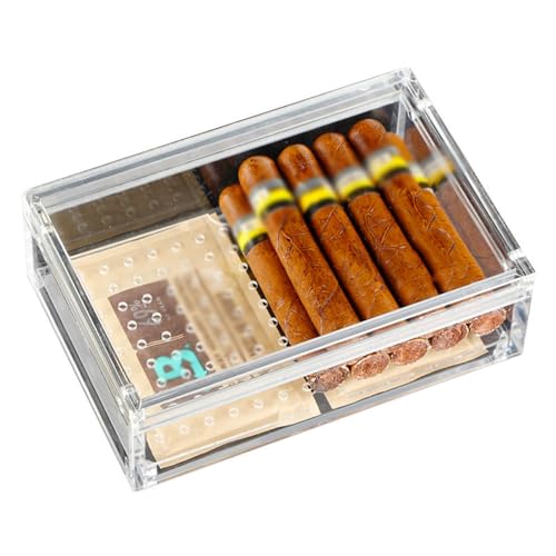 Klarer Acryl-Zigarren-Humidor aus PVC zur Aufbewahrung von 20 Zigarrenbox-Humidor mit Humidity Pack-Zigarren-Luftbefeuchterbeutel