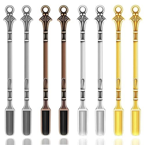 8 Stück Schnupftabaklöffel, Mini-Schaufel, Medizin-Löffel mit Anhänger, Halskettenschlaufe, Metallschnupftabakpulver-Schaufel für Ampullen (4 Farben)