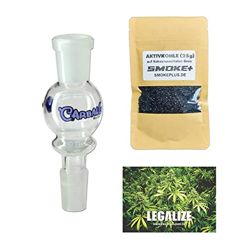 Black Leaf Carball Aktivkohle-Adapter (14,5mm - 18,8mm) + 25g lose Aktivkohle auf Kokosnuss-Basis und Sticker (18,8mm)