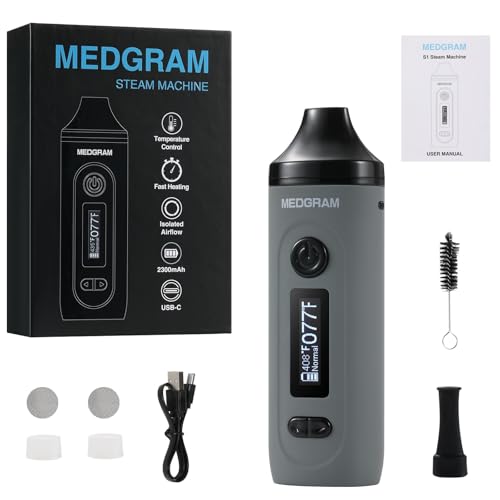 MEDGRAM Kräuter Vaporizer, Premium Tragbarer Verdampfer Kräuter, Schnelle Erwärmung, Temperatureinstellung Dampf Vaporizer, 20s Heizzeit