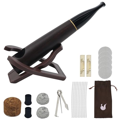 LHOEST Holz Pfeifen Set 10 Stück, Holz Pipe mit Pfeifen Zubehör Bong Sieb, Holzpfeife für Rauchen Pfeifentabak Tabakpfeife, Pfeife Purpfeife Set für Raucher Geschenkbox