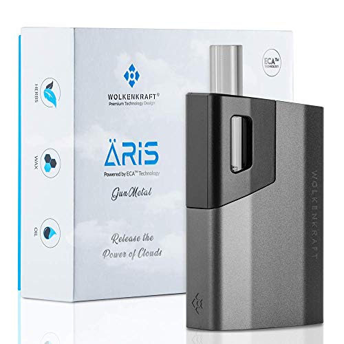 WOLKENKRAFT ÄRiS Premium Vaporizer | ECA-Konvektionstechnologie | Einfache Reinigung | Ausziehbares Glasmundstück | Hochwertig + effizient *Gun Metal*