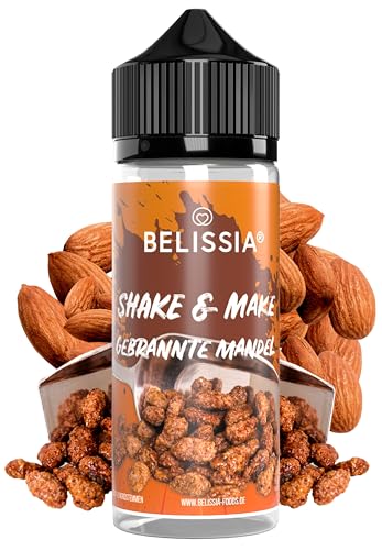 Belissia Shake and Make - Gebrannte Mandel - Hochdosiertes Lebensmittel Aroma10ml mit praktischer Schüttelflasche zum mischen. Zur Verwendung in Lebensmitteln, für Vernebler, Nebelmaschinen, uvm.