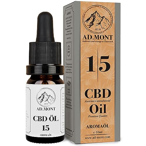 CBD Öl 15% aus BIO Kultivierung | Vollspektrum CBD Tropfen | 1500mg Cannabidiol Goldextrakt in Hanföl BIO | Laborgeprüftes Cannabisöl aus AT | CBD Oil aus schonender CO2 Extraktion | 10ml, AD.MONT