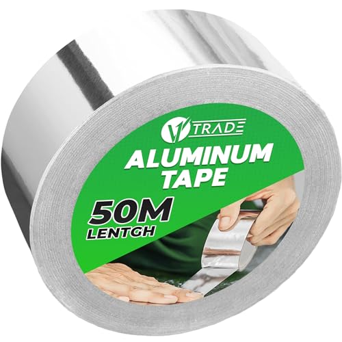 V1 Trade Aluminium Klebeband Hitzebeständiges 48mm x 50m - 1 Rolle Wasserdichtes Alu Klebeband zum Reparieren von Metalloberflächen - Metallklebeband UV Beständig - Starke Aluband Selbstklebend