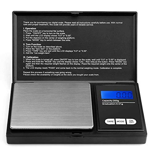 Defurhome 200g / 0,01g Taschenwaage, mit beleuchteter LCD-Anzeige Digitale Waage Feinwaage Digitalwaage/Goldwaage/Münzwaage