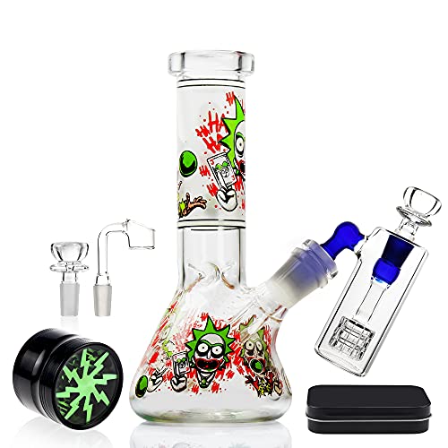 REANICE Bong Glas Set 14.5mm Bowl Hoch 20cm Mini Beaker Bongs Leuchtend Bubbler Pfeife ?- ?- ¡­