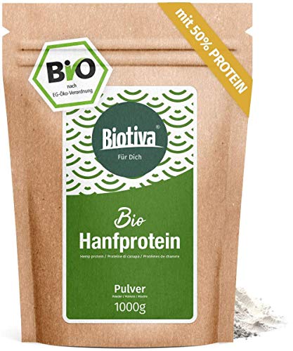 Hanfprotein Pulver 50% Bio (1kg) - 1000g Hanfproteinpulver - vegan - 50% Proteingehalt - Frei von Gluten, Soja und Laktose - Abgefüllt in Deutschland (DE-ÖKO-005)