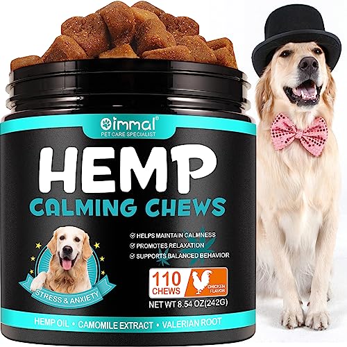 HRAMEX Calming Chew für Hunde(Hähnchen Geschmack 110 Stück),Beruhigende Chews für Haustiere,ti Stress Snack für Ihren Hund,fördern Entspannung, reduzieren Stress,mit natürlichen Inhaltsstoffen