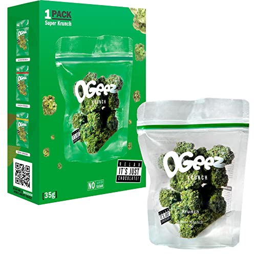 Ogeez Chocolate im Geschenkkarton - Knusper-Schokoladenstücke in Weed-Optik 35g (Super Krunch)