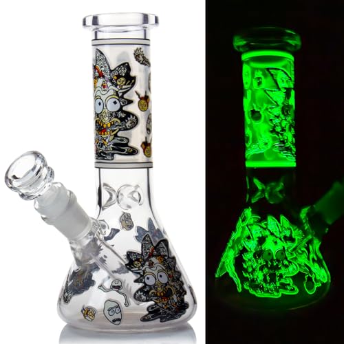 Glas Mini Wasser Bong Mit Percolator, 14.5mm Wasserpfeife Bubbler Schüssel 20cm, Kunststoff Eis Bongs (21cm Schwarz)