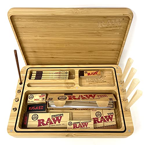 Reds Tips Raw Spirit Box – Holztablett mit Zapfen, Papieren und Spitzen Set