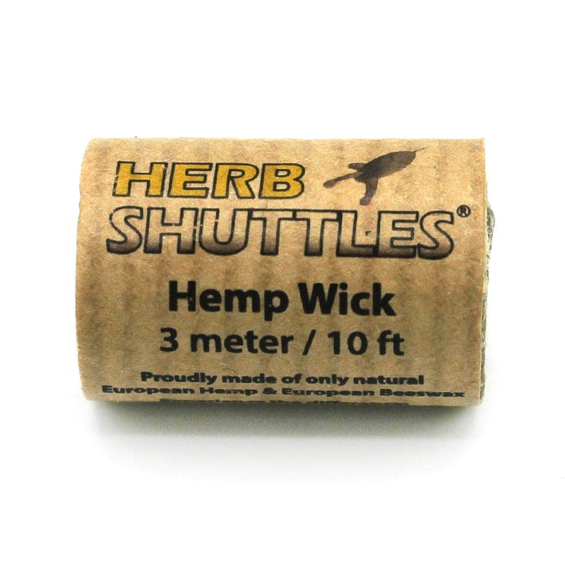 Herb Shuttles Hemp Wick 3 Meter | 3m, 10ft Docht aus Hanf und Bienenwachs | Perfekter, natürlicher Feuerzeug-Ersatz zum anzünden von Pfeifen, Bongs, Kerzen | Organischer Hanfdocht Made in Europe