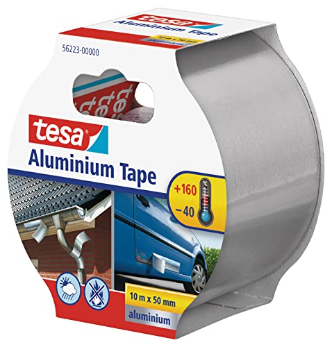 tesa Aluminium Klebeband / Selbstklebendes Aluminiumband für Reparaturen von metallischen Oberflächen / 10m x 50mm