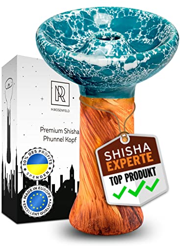 M. ROSENFELD Shisha Kopf Phunnel Made in Ukraine - Phunnel Kopf das Beste für Idealen Shisha Tabak & Shisha Steine Geschmack - Premium Shisha Zubehör Shisha Phunnel Tonkopf (Türkisblau)