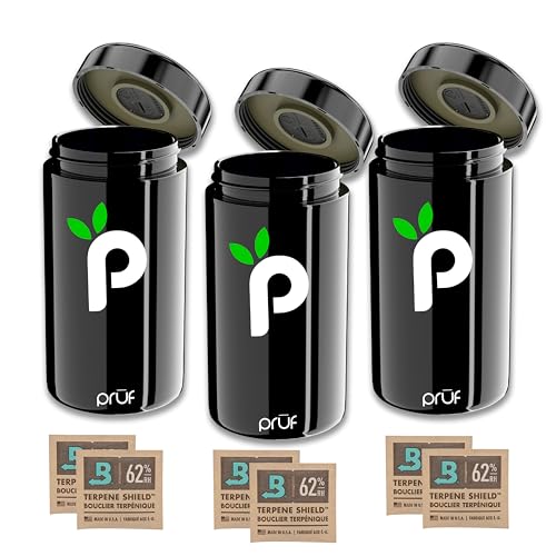 Prūf Hygenix Einmachglas mit integriertem Hygrometer - 500 ml luftdichtes, UV-beständiges Glasgefäß mit hochdichter Silikondichtung - Inklusive zwei 62% 8G Boveda-Packs - Ideal zur Aufbewahrung von