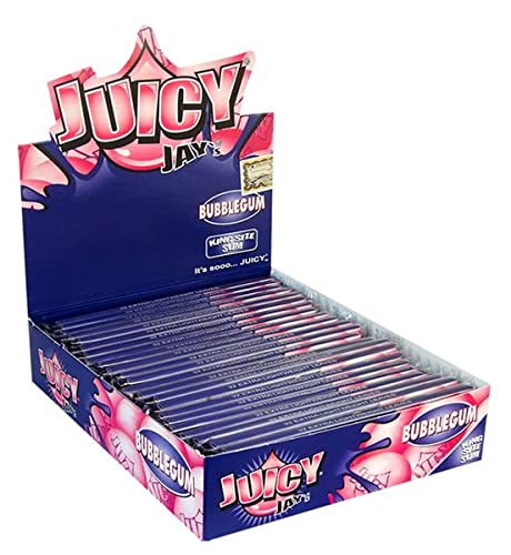 Juicy Jays Bubblegum Flavoured Rolling Papers King Size Slim Zigarettenpapier Kaugummi Longpapers + Sticker (12 Packungen)