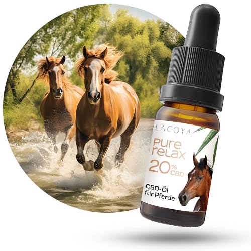 LACOYA Premium CBD Öl für Pferde 20% (PURE RELAX) - Pflege CBD Oil 20 Percent - naturbelassenes Cannabidiol Öl - 250 Hanf-Tropfen Pferd mit wertvollen Inhaltsstoffen - Natürliches Hanföl 10 ml
