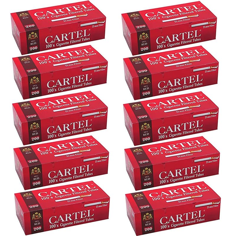 Cartel Filterhülsen 100mm Extra Lang Long Zigarettenhülsen Cigarette Tubes (Cartel Filterhülsen 100s 2000 Stück - 10 x 200 Hülsen 25mm Zigarettenhülsen Cigarette Tubes)
